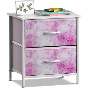 Sorbus Nightstand with 2 Drawers - Steel Frame, Wood Top & Easy Pull Fabric Bins - Great for Home, Bedroom, Office & College Dorm - 1 of 4