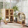 PawHut 2-Piece Catio and Cat Wheel with Brake Set, Indoor Pet Furniture Set for Cats Climbing, Lounging, and Playing, Oak - 3 of 4