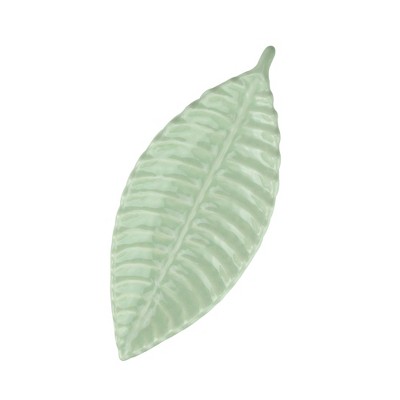 Northlight 10.5" Minty Sage Textured Ceramic Leaf Display Tray - Green