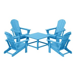 WestinTrends Malibu 5-Piece HDPE Adirondack Chair Outdoor Patio Square Table Conversation Set - 1 of 4