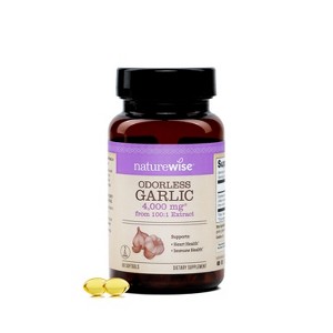 NatureWise Odorless Garlic Supplement 4000mg - Ultra Potent 100:1 Extract - Healthy Cholesterol Formula - Non-GMO, Gluten Free - 1 of 4