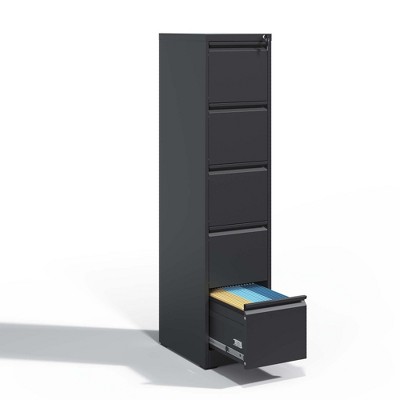 YONWAY Vertical File Cabinet with Lock, 5 Drawer Filing Cabinet, Steel File Storage Cabinet, for A4 Legal/Letter Size, for Home Office and School