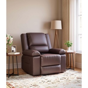 21"-27" Seat Width PU Leather Power Lift Recliner Chair with Massage &Heat, Adjustable Furniture for Back, Legs w/ 3 Positions, USB Port, Side Pocket - 1 of 4