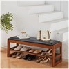 MOEPISY 40-Inch Wooden Shoe Stool With PU Pads, 2-Layer Shoe Rack Entrance Bench With Storage Boxes - 2 of 4