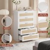 Rattan 5 Drawer Dresser Tall with Charging Station, White 5 Chest of Drawers Organizer Nightstand with Power Outlet for Bedroom Living Room Nursery - 4 of 4