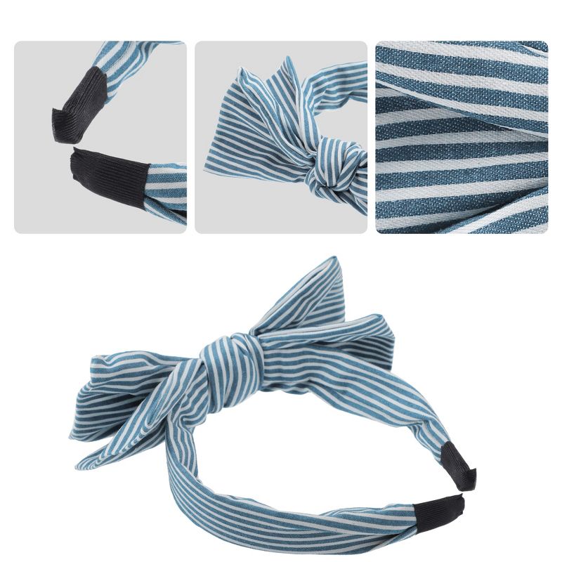 Unique Bargains Women's Double Bow Knot Fashion Stripe Pattern Headband 1.34 Inch Wide 1 Pc, 3 of 7