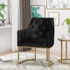 26'' Velvet Modern Glam Club Chair with Curved Design, Button-Tufted Diamond Stitch, Gold Accents and Iron Frame - 3 of 4