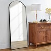 PexFix 64"x21" Aluminum Alloy Thin Frame Right Angle Arched Full Length HD Glass Floor Mirror Modern Decor for Bedroom Living Room Entryway Black - 4 of 4