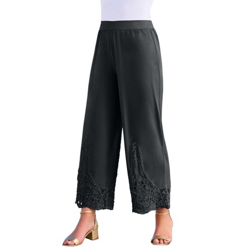 Ellos Women's Plus Size Woven Wide Leg Pants - 14, Black at