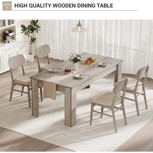 Dining Table for 4-6, 63 Inch Farmhouse Dining Table, Large Wooden Rectangular Dinner Table for 4 for Apartment, Small Space - 1 of 4