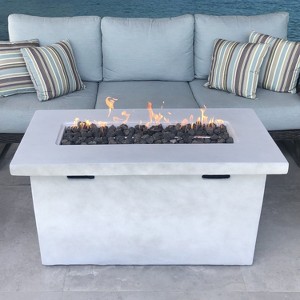 25" H x 42" W Fiber Reinforced Concrete Outdoor Fire Pit Table with Hidden Tank Storage - 1 of 4