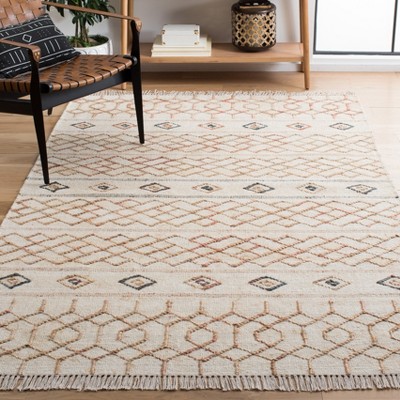 Ivory Cotton Hand-Knotted Non-Slip Rectangular Area Rug