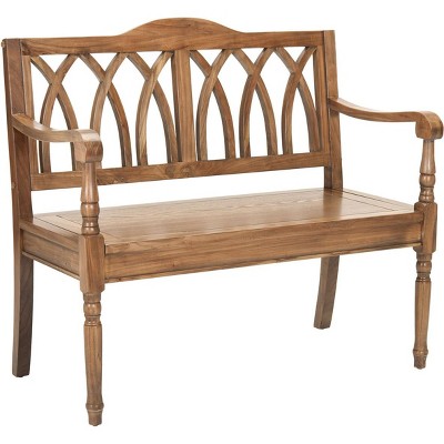Transitional Gothic-Inspired Oak Bench, 40" Brown