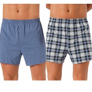 INSPIRE CHIC Men's 2 Pack Elastic Waistband Plaid Pattern Boxer Shorts - 1 of 4