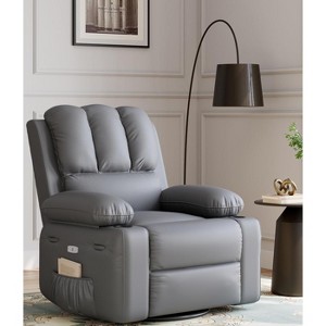 GustoWave 27"W Power Recliner Chair with Heat and Massage - 360° Swivel Faux Leather Rocking Chair for Adults with Cup Holder for Aldult - 1 of 4