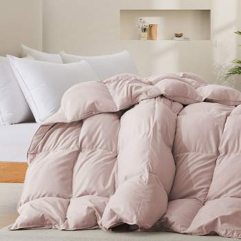 Peace Nest Medium Weight White Goose Down Comforter Duvet Insert Soft 360 Thread Count Fabric, Pink, California King