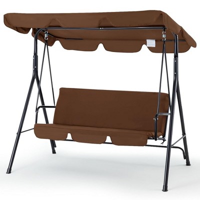 Anybear 3-person brown swing chair outdoor