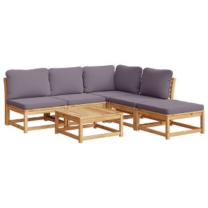 vidaXL Garden Lounge Set Dark gray, Natural wood - 1 of 4