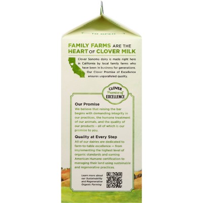 Clover Sonoma Fresh Organic Pastured Raised 1% Milk - 0.5gal