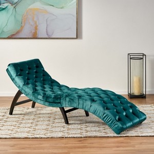 Vynxaria Velvet Chaise Lounge ¨C Elegant Comfort for Your Relaxation Nook - 1 of 4