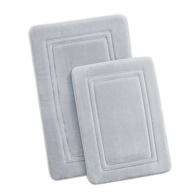 2pc HeiQ Antimicrobial Memory Foam Bath Rug Set Blue - Truly Calm