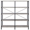 Vynxaria Transitional Minimalist Double-Wide Bookcase 4 Side Shelves, Sturdy Black Metal Frame, Grey Driftwood & Black - 4 of 4
