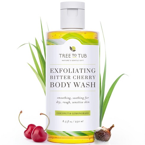 Tree To Tub Bitter Cherry Coconut Exfoliating Body Wash - Body Scrub for Sensitive Skin - Skin Exfoliator for Body for Women & Men Natural Cherry - image 1 of 4