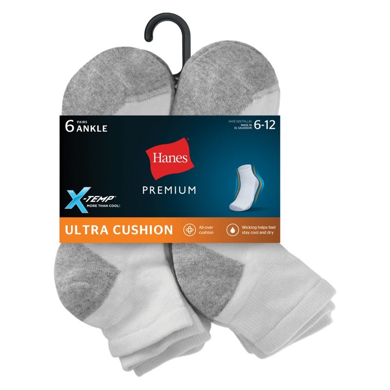 Hanes Premium Men's Xtemp Ultra Cushion 6pk Ankle Socks - 6-12, 4 of 6