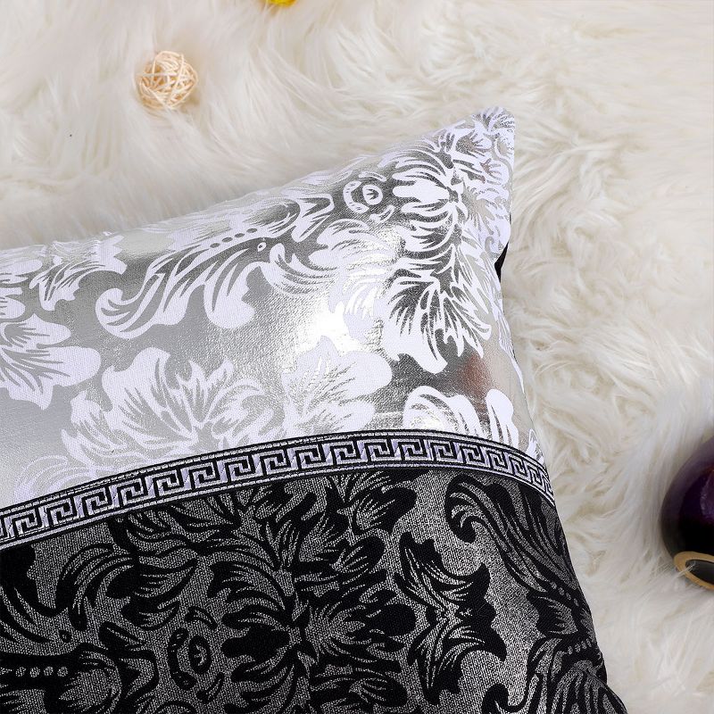 PiccoCasa Polyester Bed Sofa Decorative Pillow Cover Black Silver 18" x 18" 1 Pc, 5 of 9