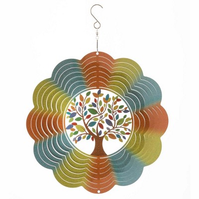 Wind & Weather Tree of Life Optical Illusion Hanging Metal Spinner