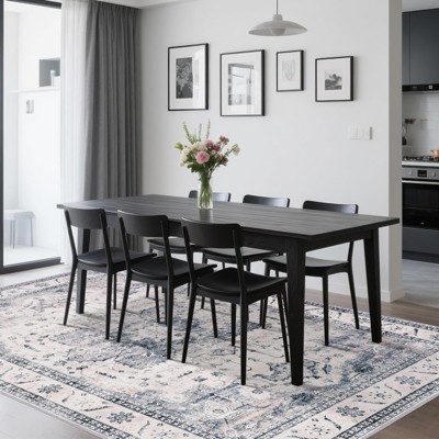 Washable Vintage Rug, Traditional Medallion Carpet with Non-Slip Backing, Stain Resistant Area Rug for Living Room & Home Office