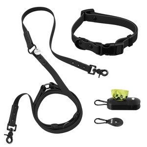 THE LICKER STORE Luna 8FT Adjustable 6-in-1 Waterproof Hands-Free Leash and Collar with LED Flashlight, Bag Dispenser, and Poop Bag Holder - 1 of 4