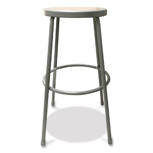 Alera Industrial Metal Shop Stool, Backless, Supports Up to 300 lb, 30" Seat Height, Brown Seat, Gray Base - 1 of 3