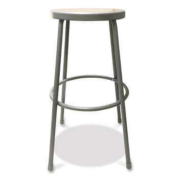 Alera Industrial Metal Shop Stool, Backless, Supports Up to 300 lb, 30" Seat Height, Brown Seat, Gray Base