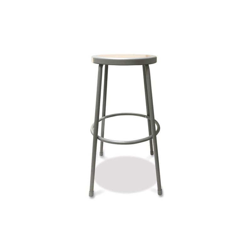 Alera Industrial Metal Shop Stool, Backless, Supports Up to 300 lb, 30" Seat Height, Brown Seat, Gray Base, 1 of 4