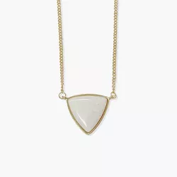 Sanctuary Project White Pearlescent Statement Triangle Pendant Necklace Gold