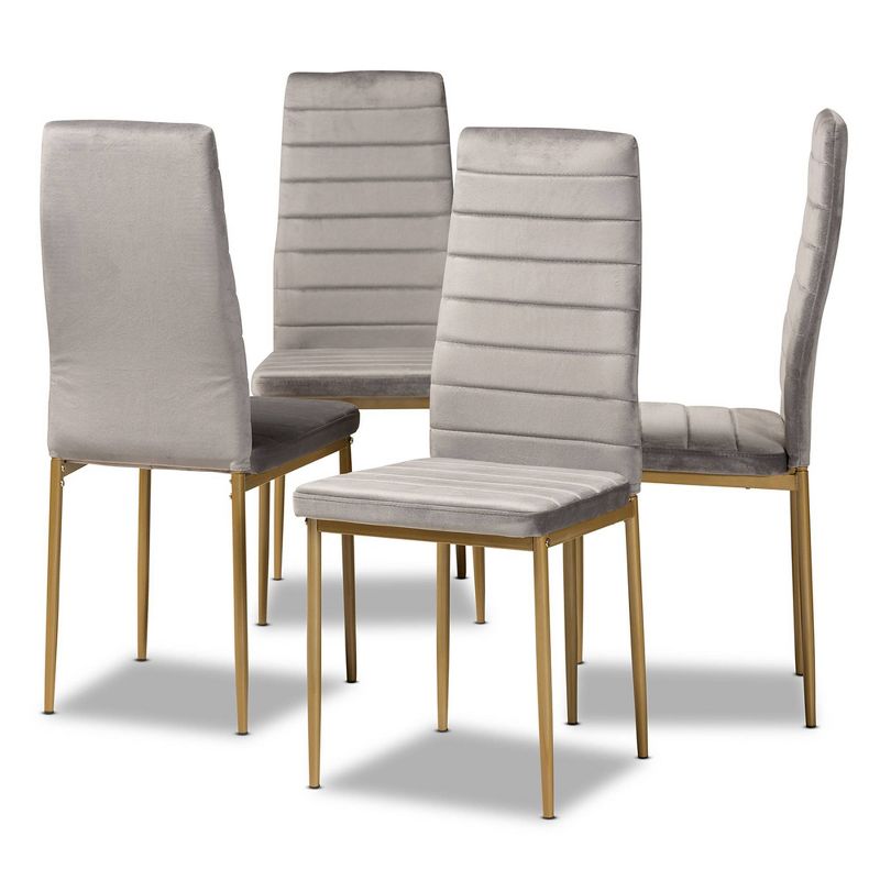 4pc Armand Velvet Fabric Upholstered and Metal Dining Chair Set - Baxton Studio, 1 of 10
