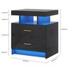 Fredees LED Nightstand with Wireless Charging, USB Ports, 2 Drawers, Suspended Design, Customizable 3-Color Light Strip, High Gloss Surface - 2 of 4