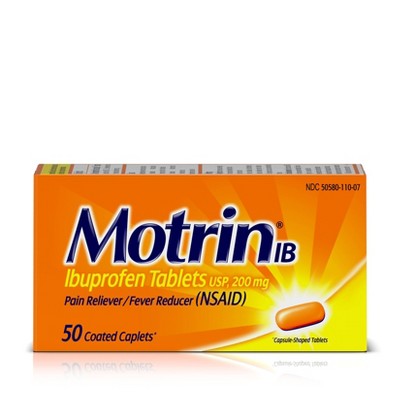 Motrin IB Pain Reliever & Fever Reducer Caplets - Ibuprofen (NSAID) - 50ct