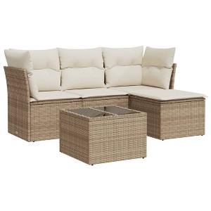 vidaXL Garden Sofa Set Beige PE rattan 5 Piece Set Modular - 1 of 4