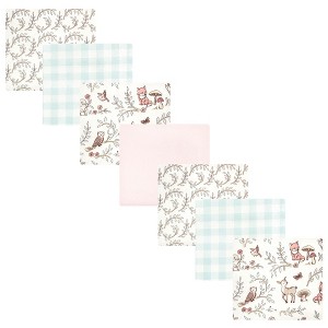Hudson Baby Infant Girl Cotton Flannel Receiving Blankets Bundle, Girl Woodland Pals, One Size - 1 of 4