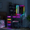 Fredees Vanity Desk with Sliding Mirror and LED Lights, RGB Vanity with Charging Station - 4 of 4