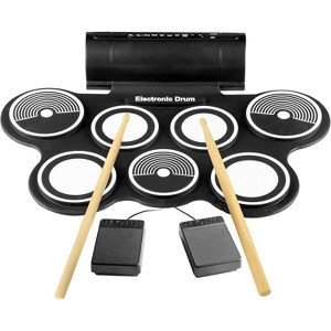 Pyle Electronic Portable Roll-Up Drum Kit - PTEDRL14, Compact MIDI-Compatible Drumming Machine with Foot Pedals - 1 of 4