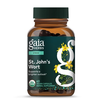 Gaia Herbs St. John's Wort - Stress Support Supplement* - With St. John's Wort - 60 Vegan Capsules (20-Day Supply)