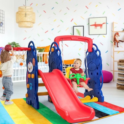 Indoor Outdoor Kids Play Slide Set Climber Playset Playground Swing Toddler Baby 