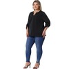 Agnes Orinda Women's Plus Size Chiffon Pleated Back V Neck Long Sleeve Rolled Up Dressy Casual Blouses - image 3 of 4