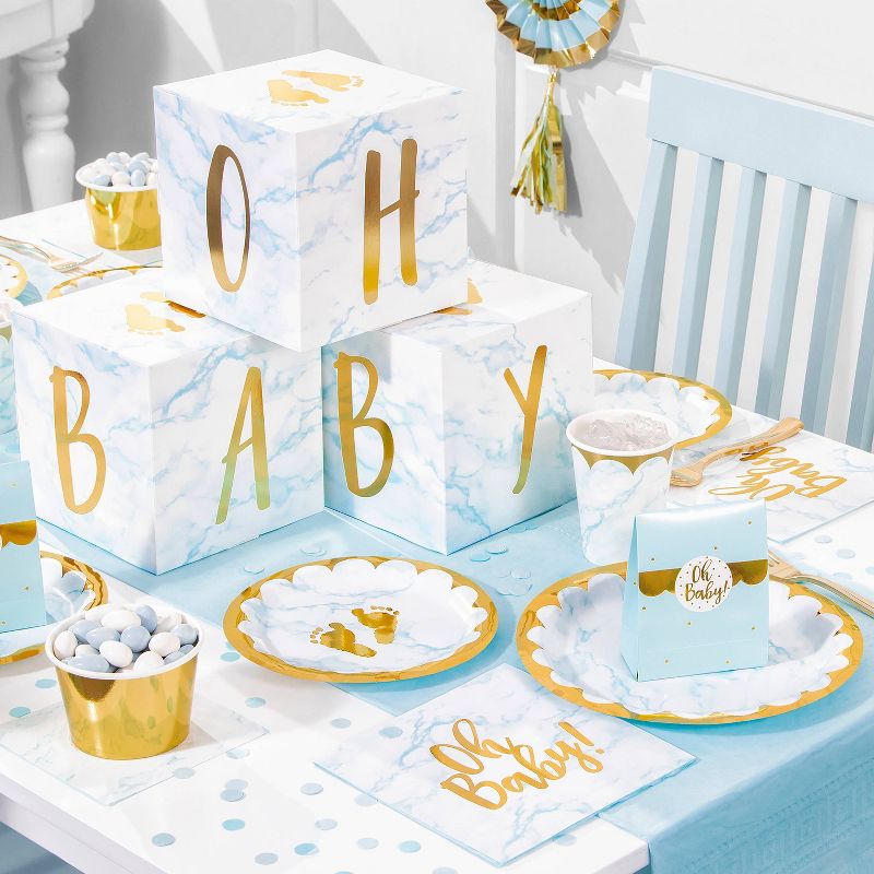 3ct Marble Baby Shower &#39;Oh Baby&#39; Blocks Centerpieces Party D&#233;cor and Accessories Blue, 5 of 6