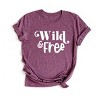 Simply Sage Market Wild And Free Words Short Sleeve Tee - L - Plum - 3 of 4