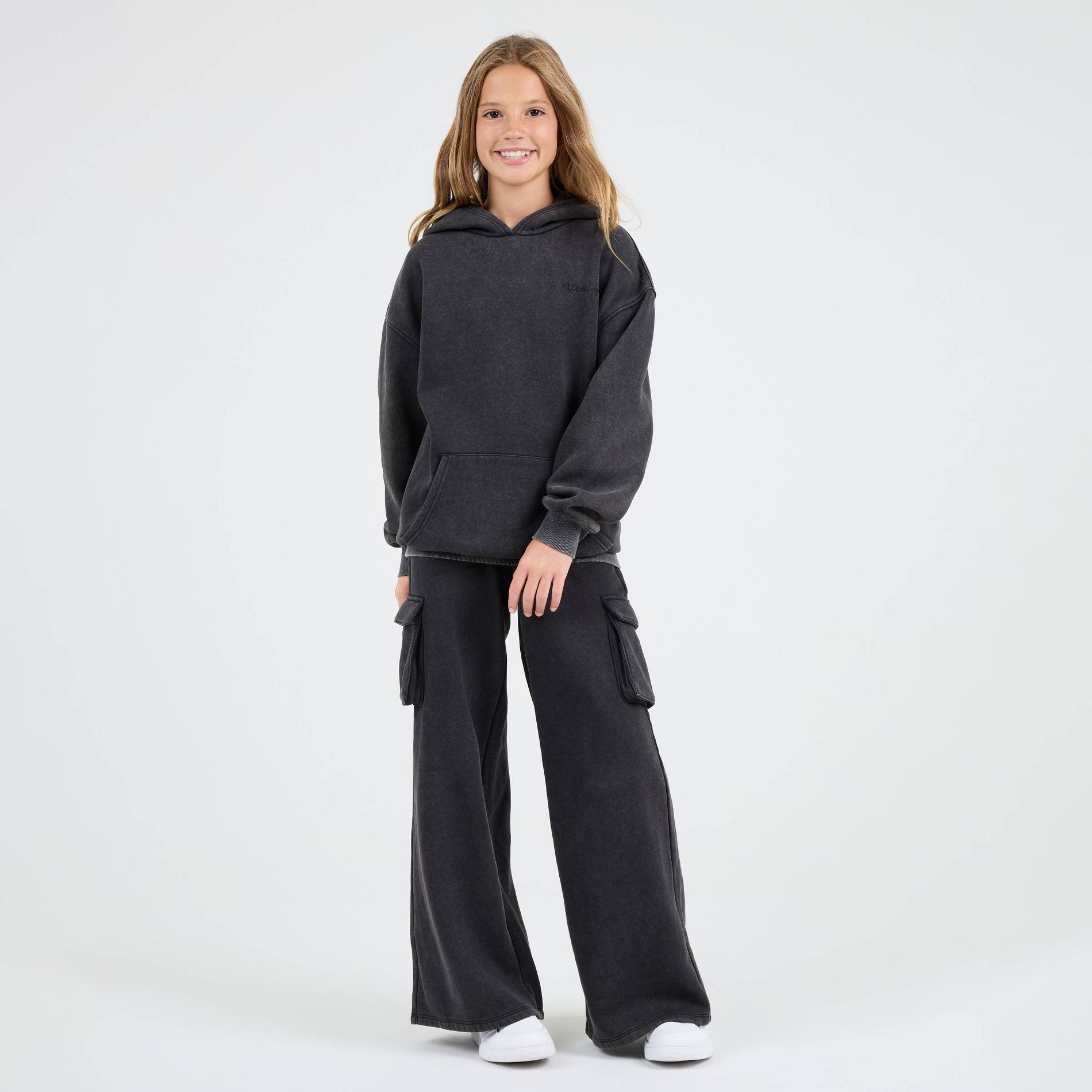 Champion Girls' Wide Leg Washed Fleece Cargo Pants