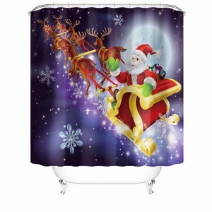 Santa And Elk Shower Curtains for Bathroom Waterproof Fabric Bath Curtain Durable Soft Stylish Bathroom Decor 72x72 Inch - 1 of 1
